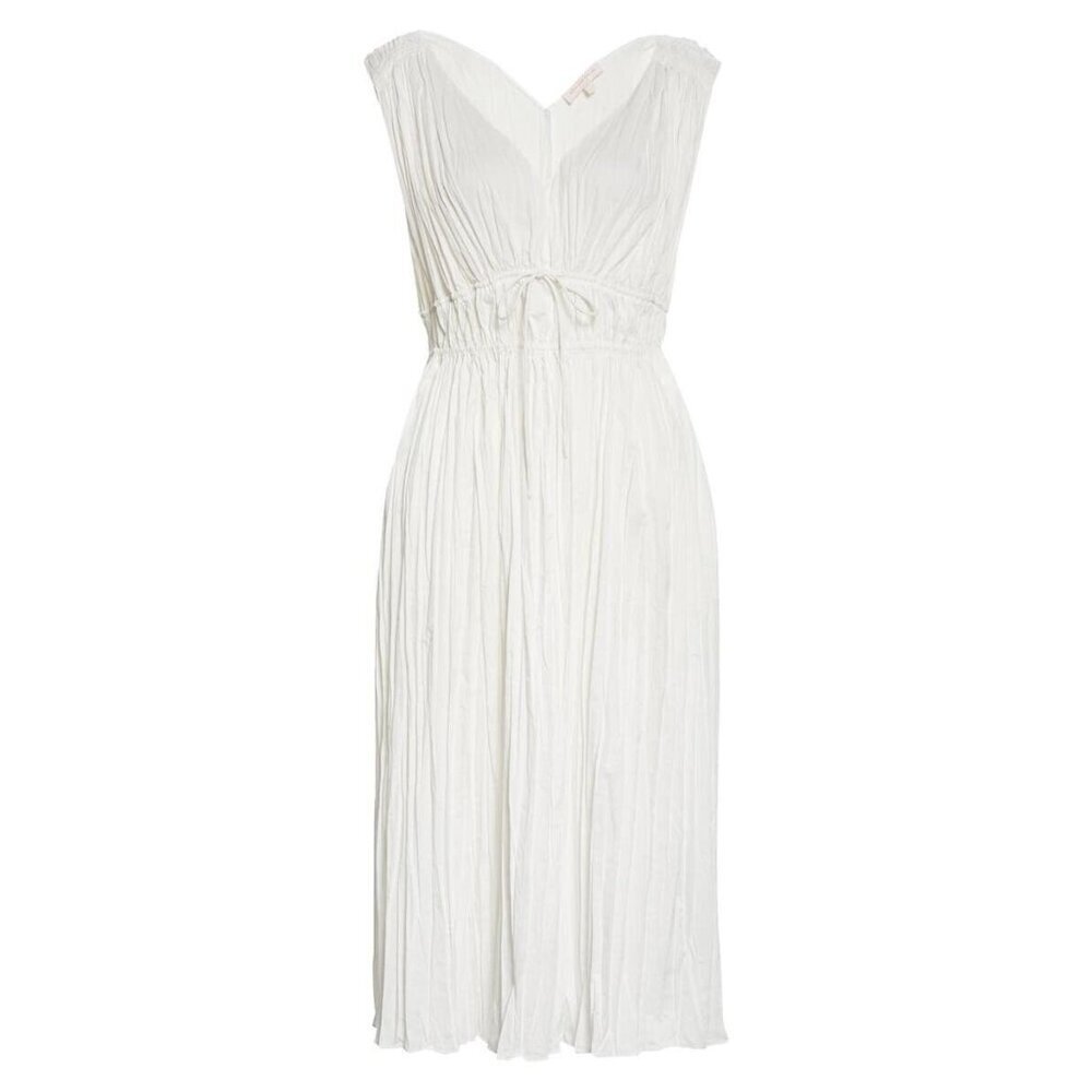 NWT Rebecca Taylor Broomstick in Lyria White Crinkle Cotton Dress 16 $285
